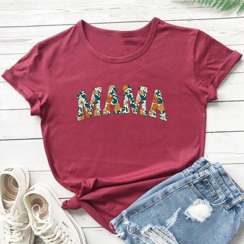 MAMA Mother's Day Letter Printed Casual T-shirt