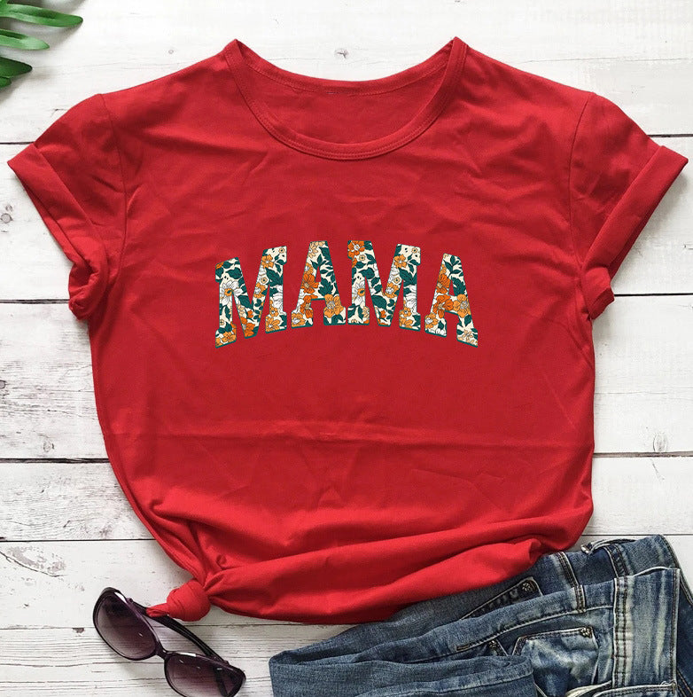 MAMA Mother's Day Letter Printed Casual T-shirt