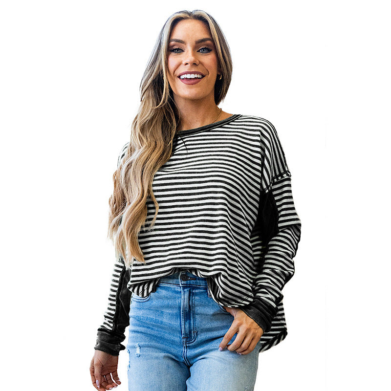 Women's Leisure Pullover All-matching Striped Top
