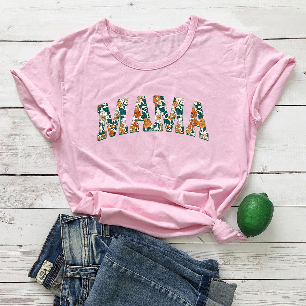 MAMA Mother's Day Letter Printed Casual T-shirt