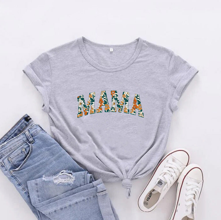 MAMA Mother's Day Letter Printed Casual T-shirt