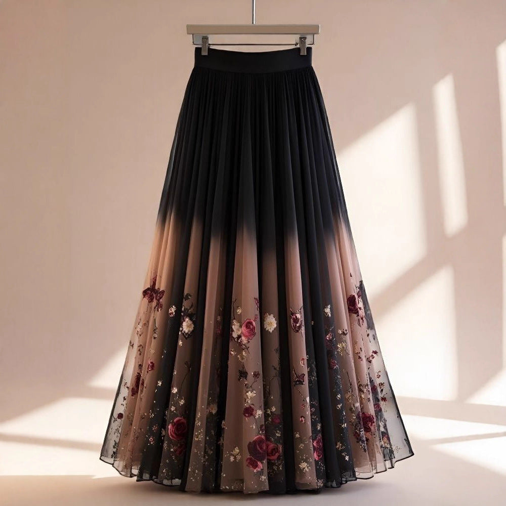 Flab Hiding Gentle Sweet Printed Skirt For Women
