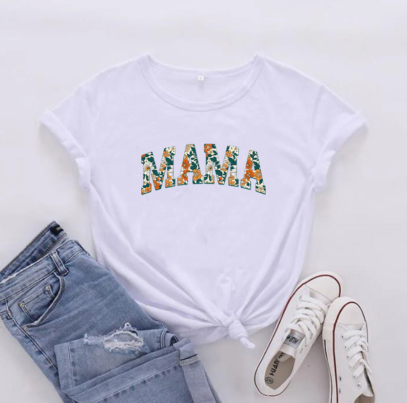MAMA Mother's Day Letter Printed Casual T-shirt