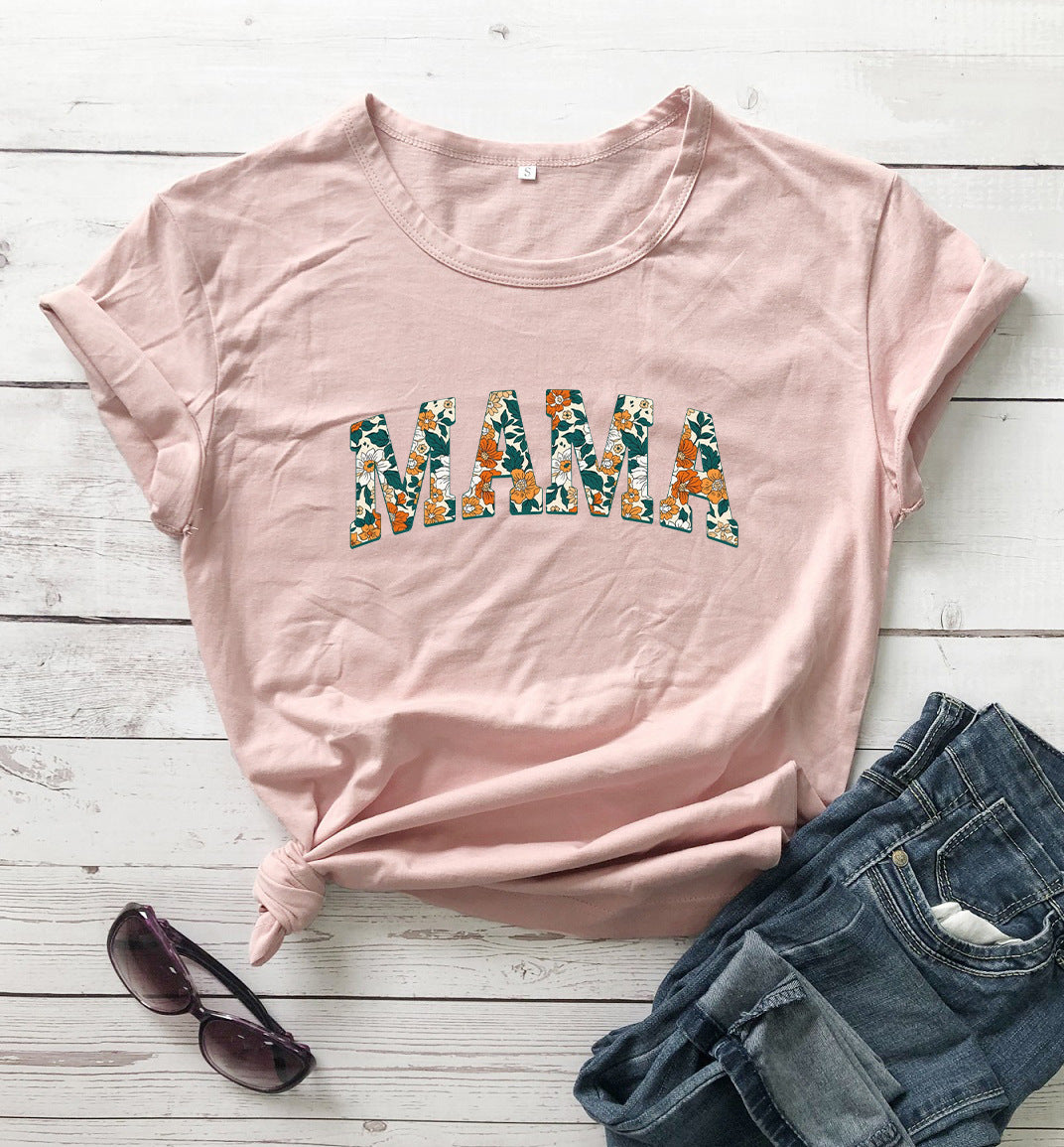 MAMA Mother's Day Letter Printed Casual T-shirt