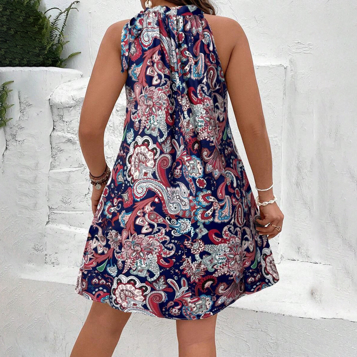 Sleeveless Halterneck Skirt Plus Size