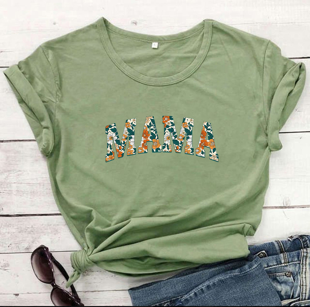 MAMA Mother's Day Letter Printed Casual T-shirt