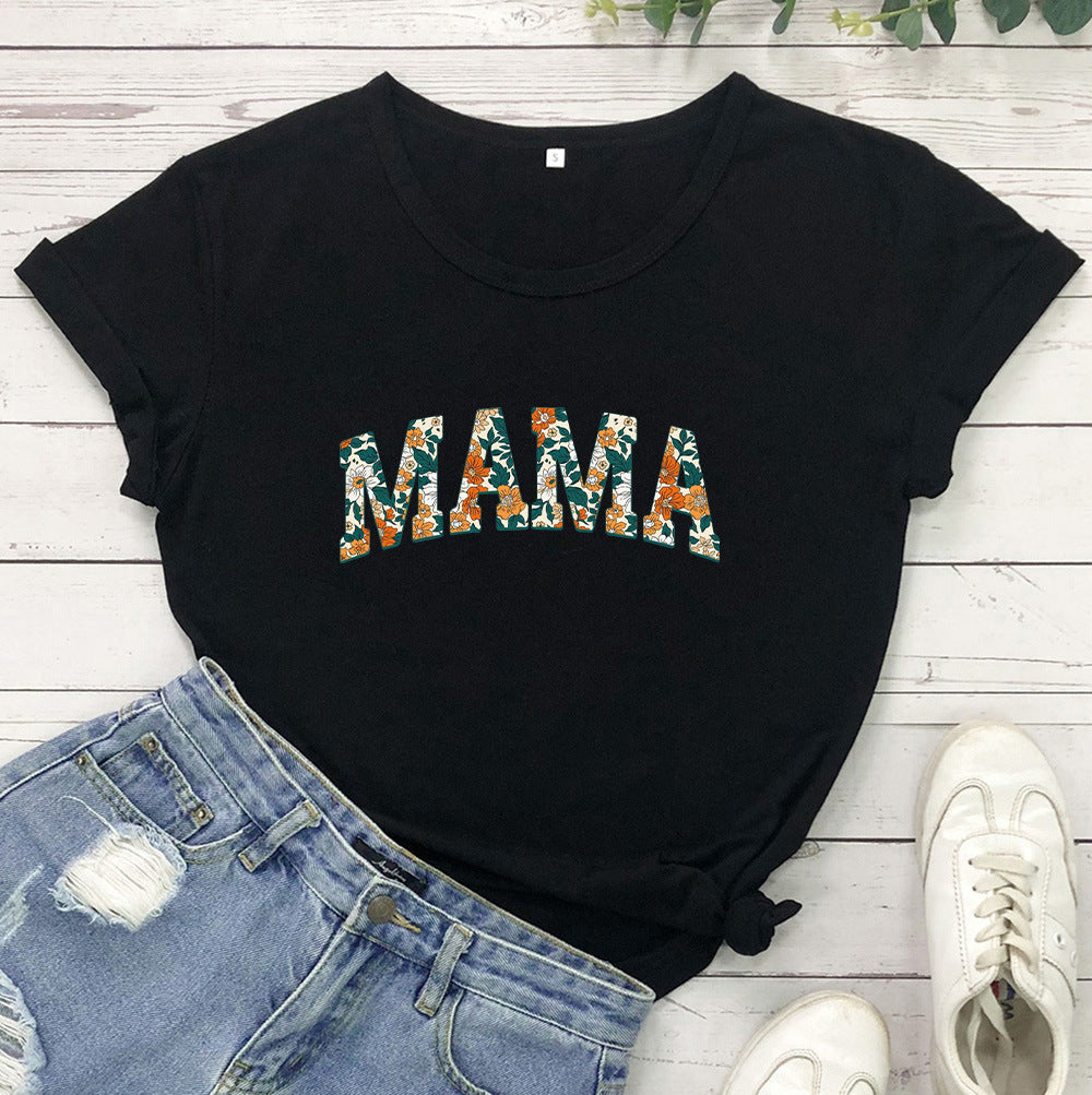 MAMA Mother's Day Letter Printed Casual T-shirt