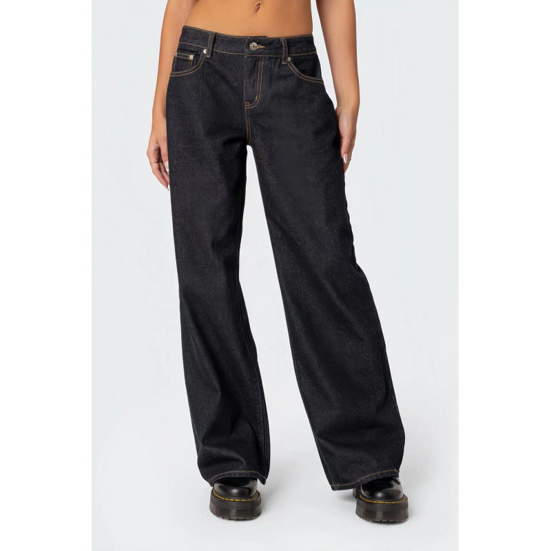 Women's High Waist Wide Leg Mopping Jeans